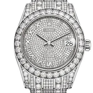 Rolex Pearlmaster 34 Diamond Pave Dial Pearlmaster Bracelet White Gold Watch 81405RBR