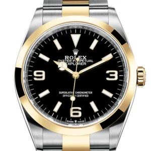 Rolex Explorer I 36 Black Dial Yellow Gold Stainless Steel Men's Watch 124273