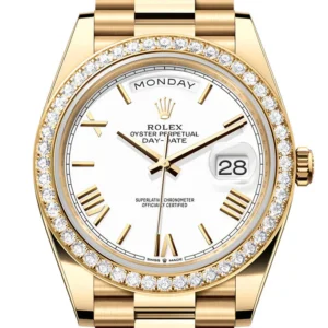 Rolex Day-Date 40 White Roman Dial Yellow Gold President Men's Watch 228348RBR 228348