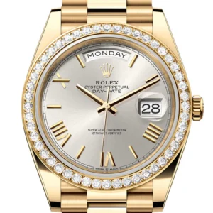 Rolex Day-Date 40 Silver Roman Dial Yellow Gold President Men's Watch 228348RBR 228348