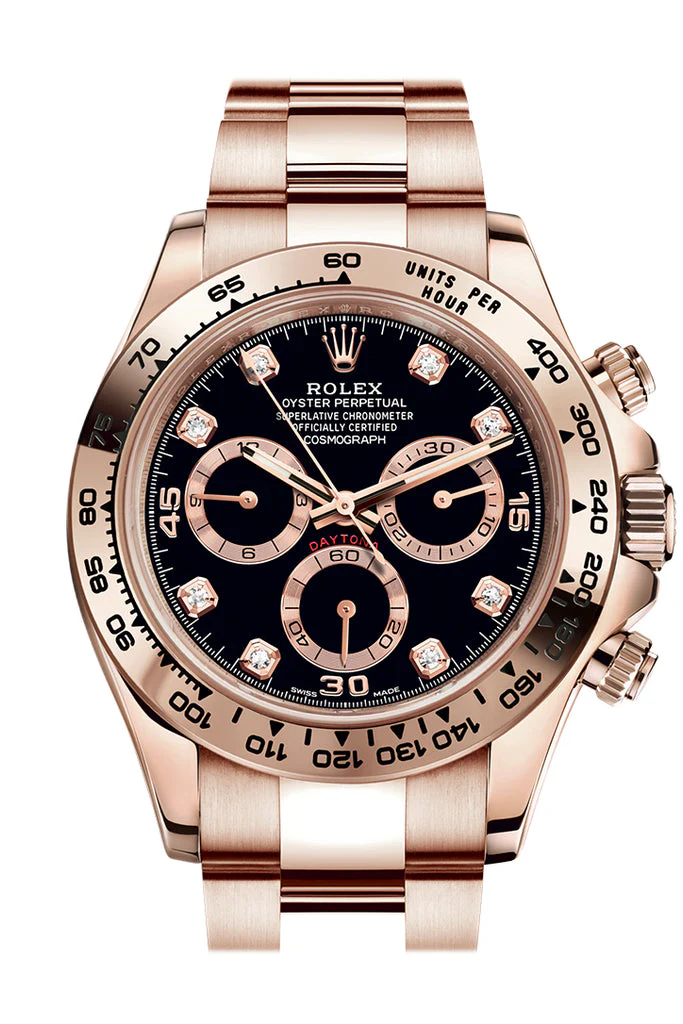 Rolex Cosmograph Daytona Rose Gold Black diamond set Dial Bracelet 116505