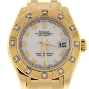 Rolex Oyster Perpetual Pearlmaster 18kt Yellow Gold Diamond Ladies Watch 80318